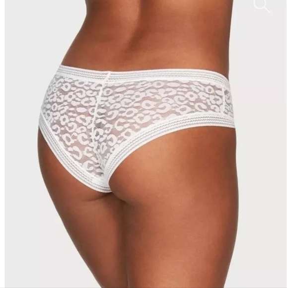 Fredrick's of Hollywood-2 PK Leopard Print Lace Sheer Panties (Black / White)-L - Picture 2 of 3